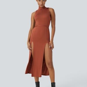 NWT Halara Ribbed Hooded High Neck Sleeveless Cut Out Dress Size 2X